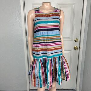 Henrik Vibskov Women's Dress XS/S Linen Designer striped Cotton blend F4-20